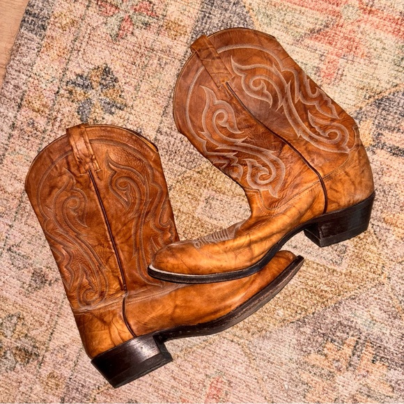 Tony Lama Vintage Cheyenne Saddle men’s 11D leather cowboy boots Western 6124